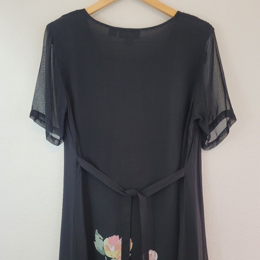 Vintage Lolette Womens Sz 10 Floral Sheer Midi Dress Lined Romantic Fairy 90s - Picture 8 of 15